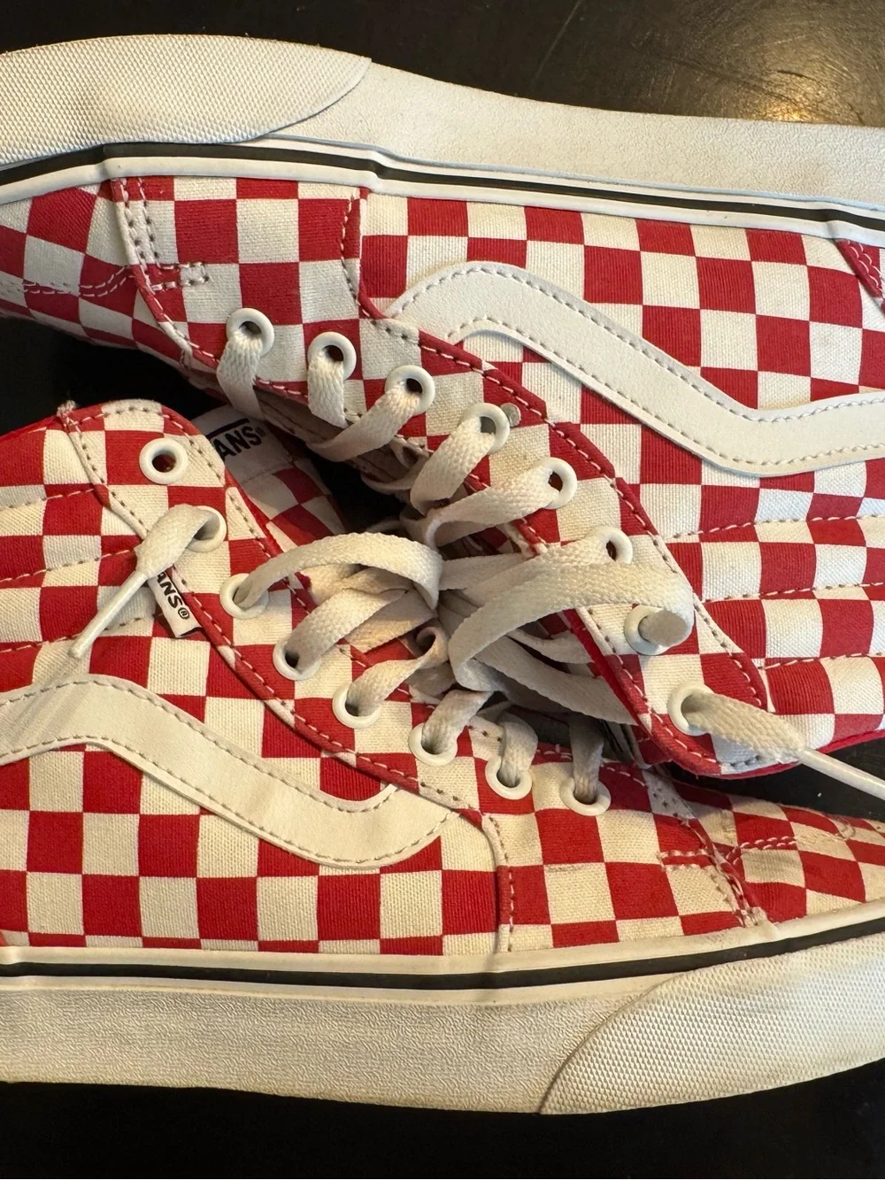 Vans Sk8-Hi Red/White Checkerboard High Top Sneakers – Women’s Size 8